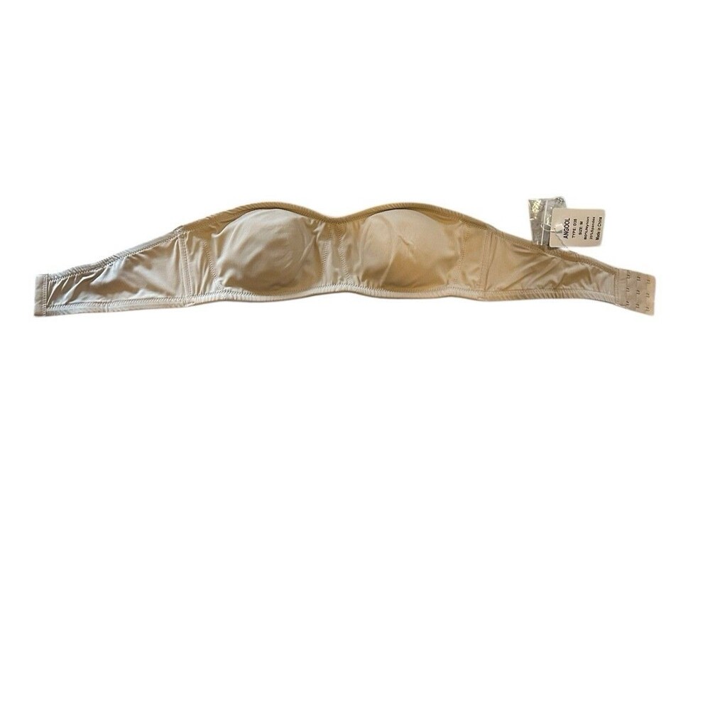 Angool Beige Strapless Bra Women's M Padded Non-Slip Wirefree Bandeau Bralette